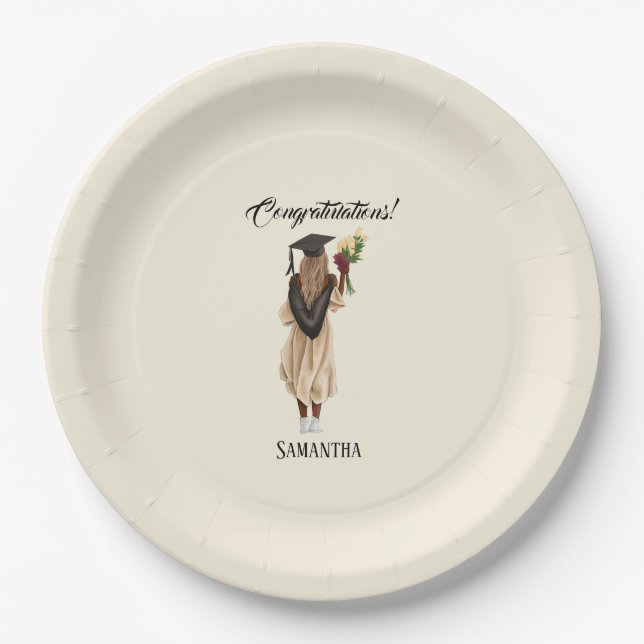 Prato De Papel Graduação Personalizada Por Aquarela (6) (Frente)