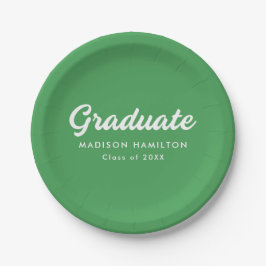 Prato De Papel Graduação Verde de Script Negrito