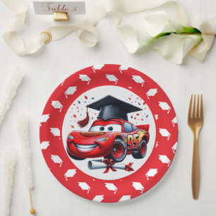 Prato De Papel Graduação Vermelho E Branco Jardim De Infância 