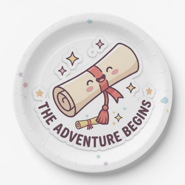Prato De Papel Graduation Design - "The Adventure Begins"  (Frente)