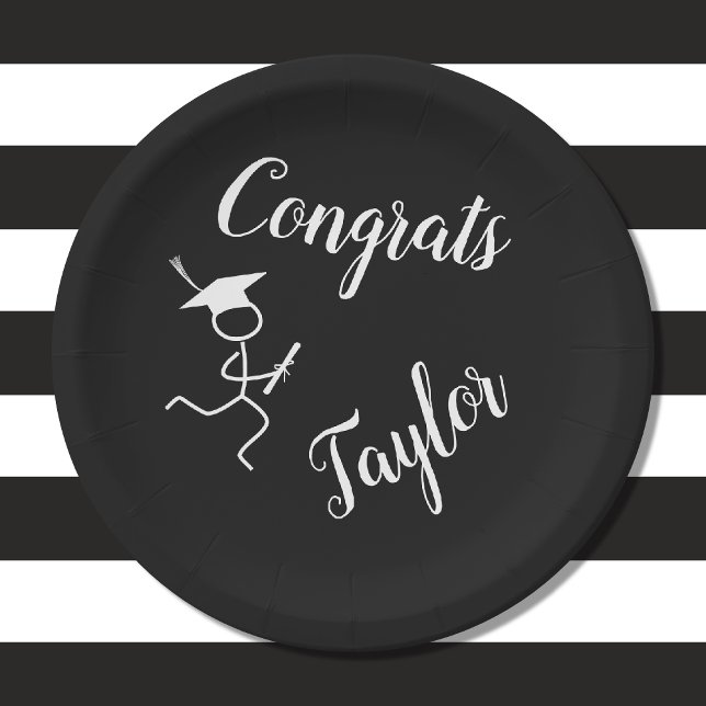 Prato De Papel Graduation Runner © Placa Preta e Branca de Corred (Depiction of Front of Paper Plate)
