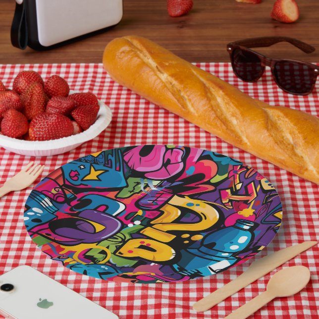 Prato De Papel Graffiti Art (Piquenique)