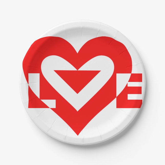 Prato De Papel Gráfico de Amor legal, Vermelho (Frente)