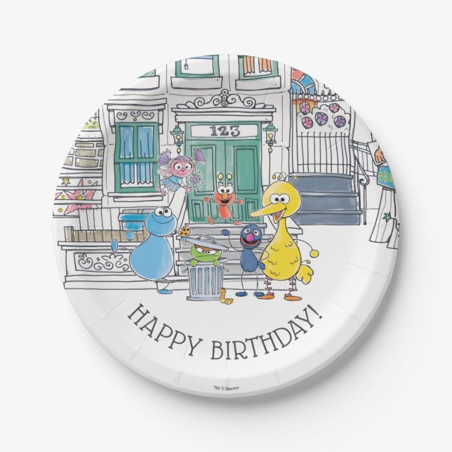 Prato De Papel Gráfico de Sesame Pals Doodley (Frente)