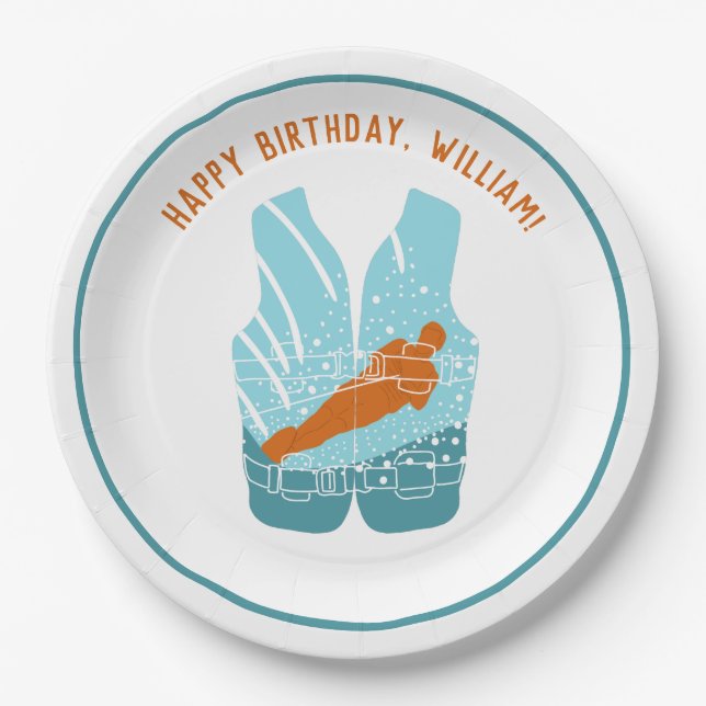 Prato De Papel Gráfico Personalizado de Jaqueta de Vida do Esqui  (Frente)