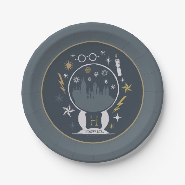 Prato De Papel Gráficos da Bola de Neve HOGWARTS™ (Frente)