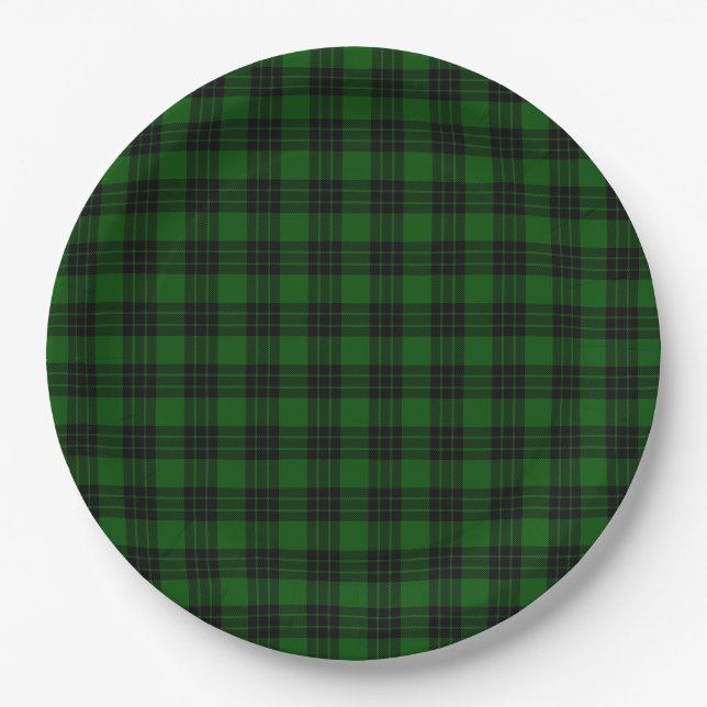 Prato De Papel Graham tartan green black xadrez (Frente)