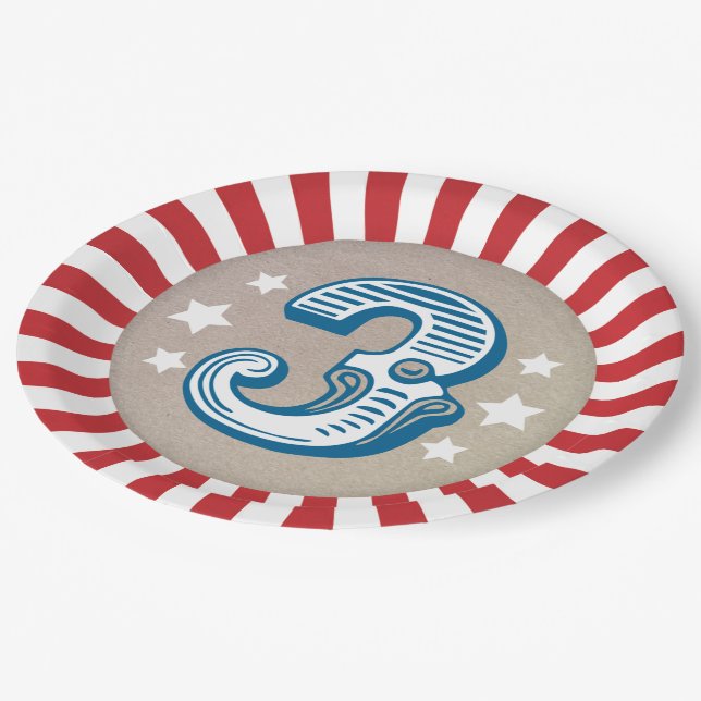 Prato De Papel Grande 3 Circus Grande Terceiro Aniversário (Inclinado)