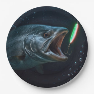 Prato De Papel Grande Peixe com Isca Neon