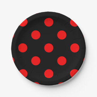 Prato De Papel Grandes bolinhas - vermelho no preto