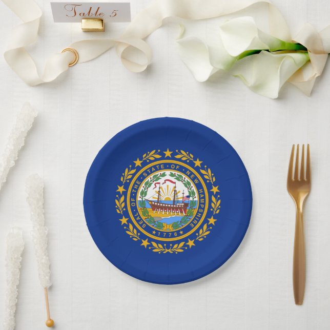Prato De Papel Granite Stater Flag, Flag of New Hampshire (Casamento)