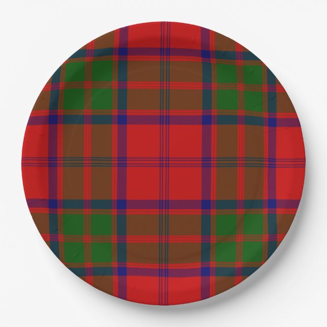 Prato De Papel Grant tartan Red xadrez (Frente)