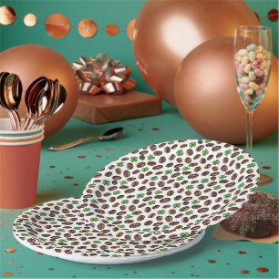 Prato De Papel Grãos de Café Irlandês e Trevos Design Divertido