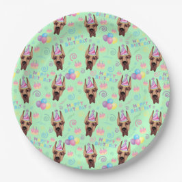 Prato De Papel Great Dane Birthday Party Paper Plates Green