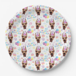 Prato De Papel Great Dane Birthday Party Paper Plates White