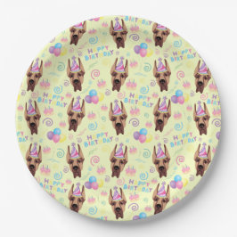 Prato De Papel Great Dane Birthday Party Paper Plates Yellow
