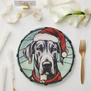 Prato De Papel Great Dane StainGlass Natal