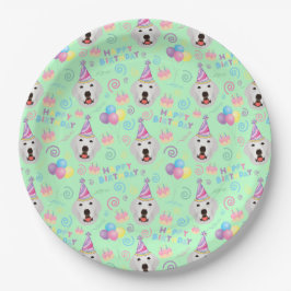 Prato De Papel Great Pyrenees Birthday Party Paper Plates Green