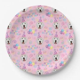 Prato De Papel Great Pyrenees Birthday Party Paper Plates Pink