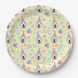 Prato De Papel Great Pyrenees Birthday Party Paper Plates Yellow