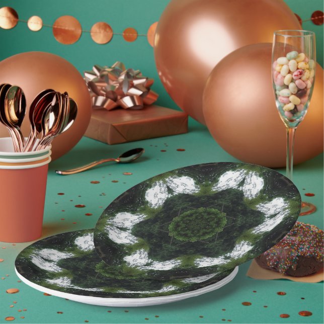 PRATO DE PAPEL GREEN ABSTRACT DRAWING. SAMER BRASIL 1 (Múltiplo)