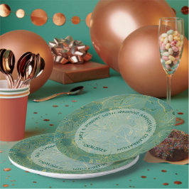 Prato De Papel Green and gold palm leaves pattern