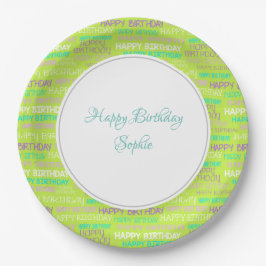 Prato De Papel Green Birthday Personalizado