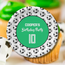 Prato De Papel Green Boy Soccer Birthday Party