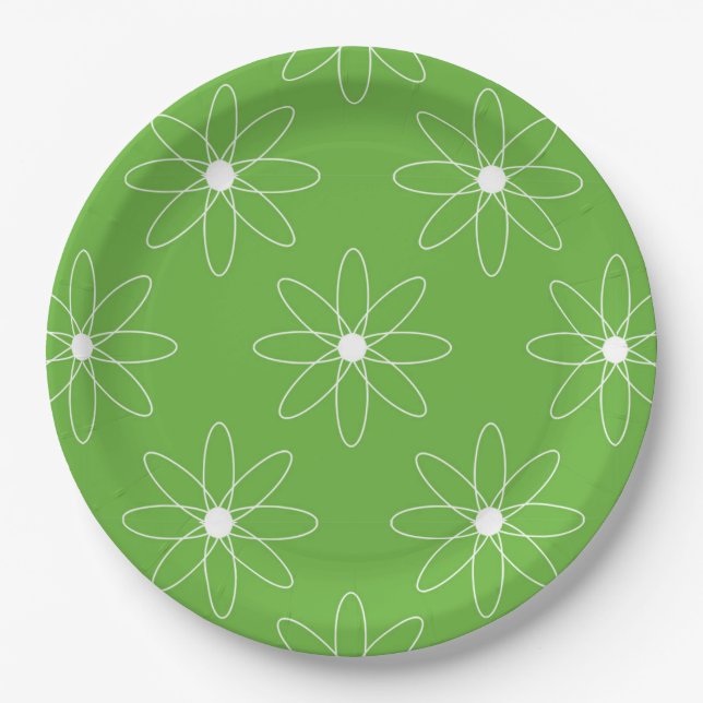 Prato De Papel Green Daisy Paper Plate (Frente)