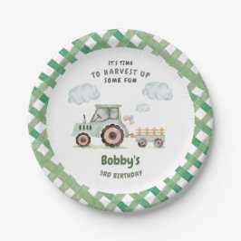 Prato De Papel Green Farm Tractor Boys Any Age Birthday