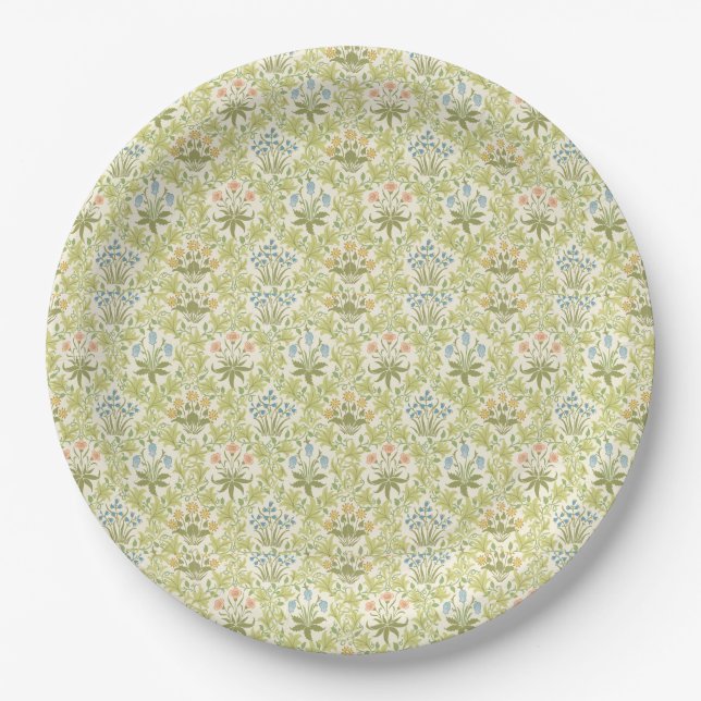 Prato De Papel Green floral pattern girlyclassic grandmillenial (Frente)