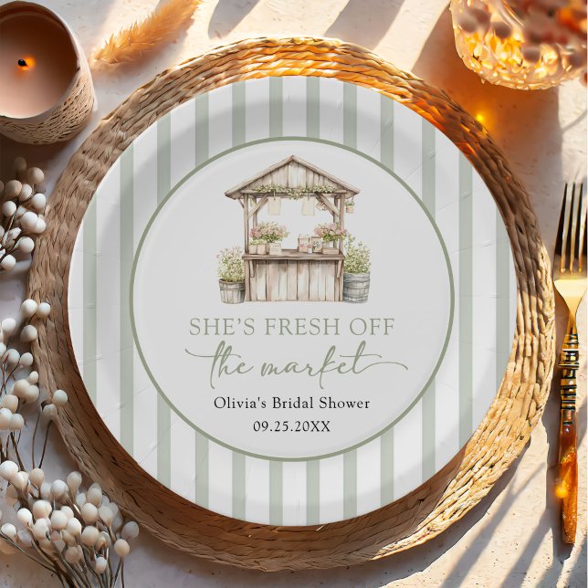 Prato De Papel Green Fresh Off The Market Bridal Shower (Criador carregado)