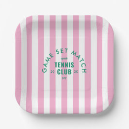 Prato De Papel Green Game Set Match Après Tennis Club Pink Stripe