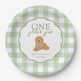 Prato De Papel Green One Golden Year Goldendoodle 1st Birthday