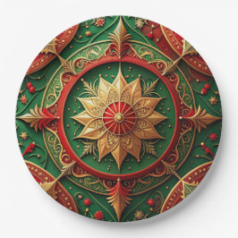Prato De Papel Green Red Decorative Christmas Holiday Paper Plate