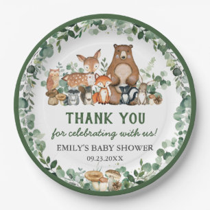 Prato De Papel Greenerescer Woodland Animal Chá de fraldas Anive