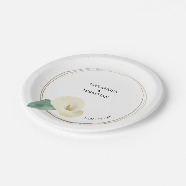 Prato De Papel Greenery Calla Lily - Placa de Casamento (Inclinado)
