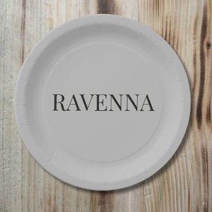 Prato De Papel Greige Luxo Serif Personalizado Nome Customizado