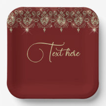 Grelha elegante de cor vermelha e de renda dourada