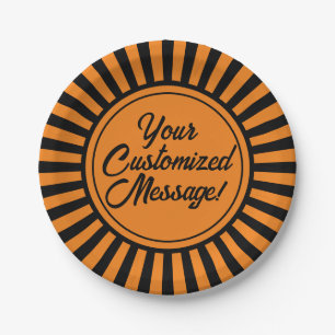 Prato De Papel Greve Negra Laranja Halloween