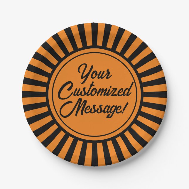 Prato De Papel Greve Negra Laranja Halloween (Frente)