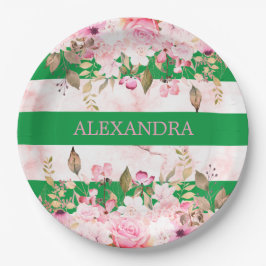 Prato De Papel Greve Rosa Verde de Celebração Religiosa