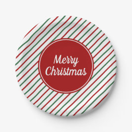 Prato De Papel Greve Vermelha Festiva Verde Natal