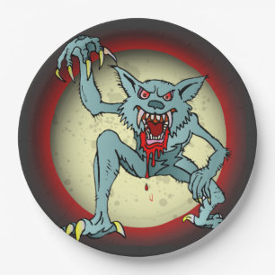Prato De Papel Greyback Werewolf Sangue Vermelho Lua Cheia Dia da