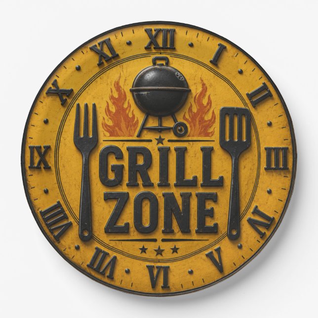 Prato De Papel Grill Zone BBQ Grill Master Kitchen Rustic  (Frente)
