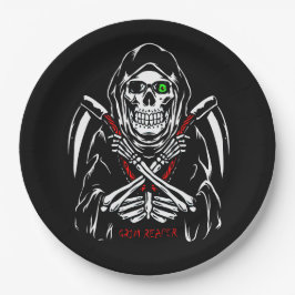 Prato De Papel Grim Reaper Scythe Death Skeleton Bones Halloween