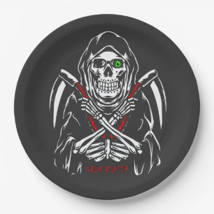 Prato De Papel Grim Reaper Scythe Death Skeleton Bones Halloween