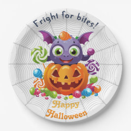 Prato De Papel Grimlin de Halloween com Doces de Doce ou Travesso