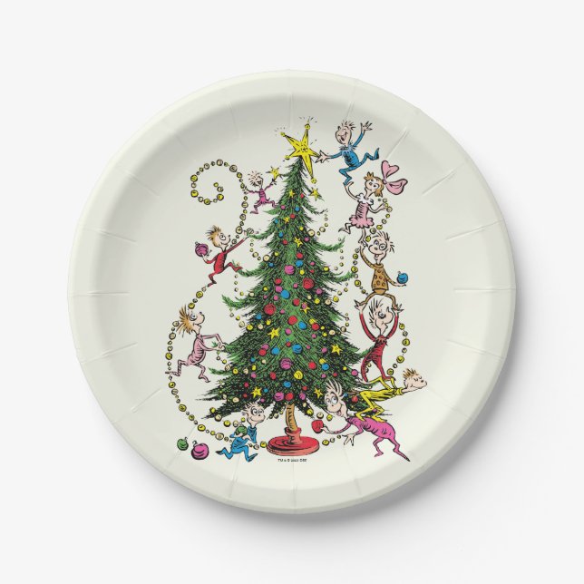 Prato De Papel Grinch Clássico | Árvore de Natal (Frente)
