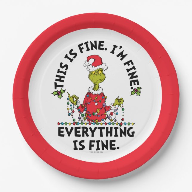 Prato De Papel Grinch | Everything is Fine (Frente)